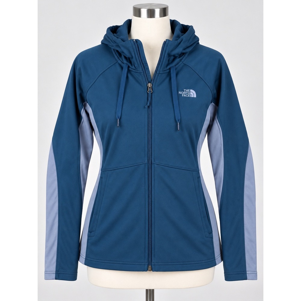 The North Face Womens Blue Colorblock Full Zip Hoodie Jacket XL Performance